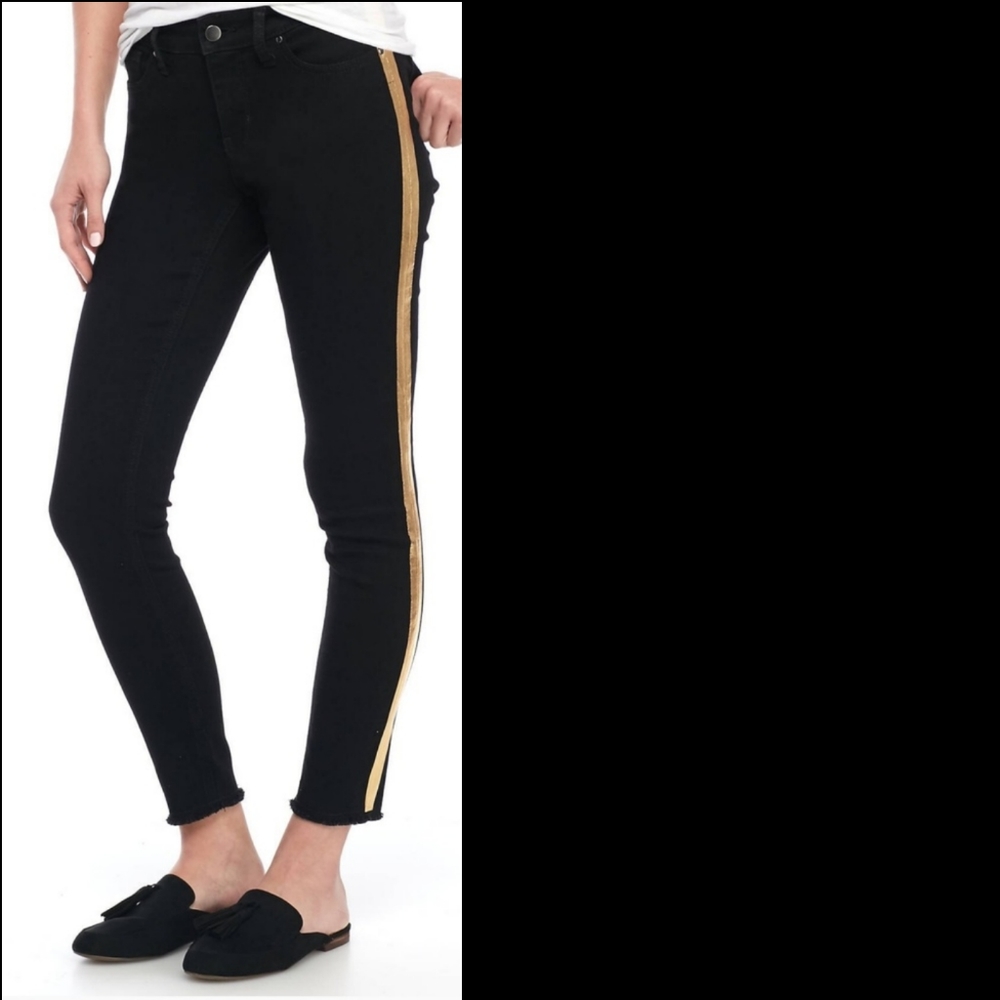 Crown & Ivy Gold Taped Skinny Jean NWT